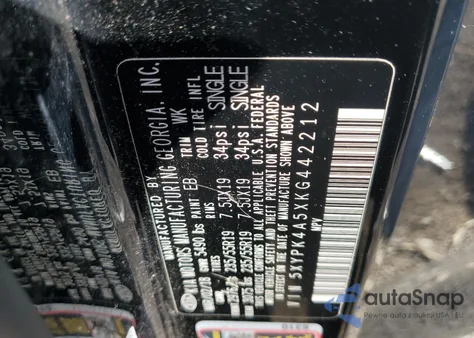 2019 Kia Sorento Sx z USA, uszkodzony, nr VIN 5XYPK4A5XKG442212